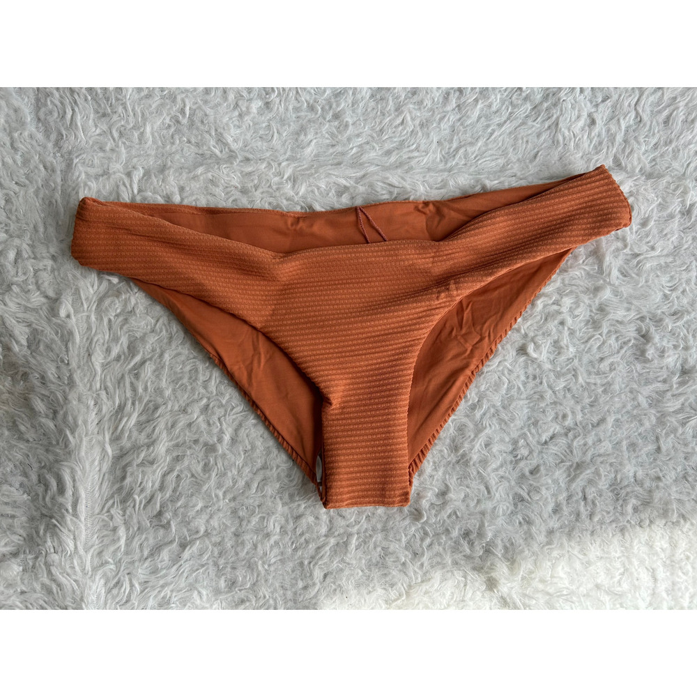 L*Space Swim Textured Sandy Classic Coverage Bikini Bottom Size Small in Sienna